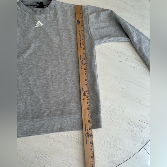 Mens Grey & White Adidas Crewneck 3 Striped Sweater Size S - Picture 4 of 5